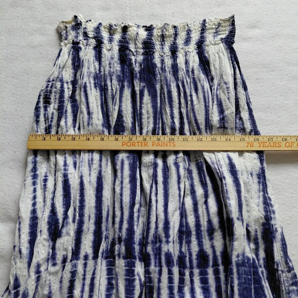 Justice Tie Dye Ruffle Skirt Girls 14 Blue White Smocked Waist Tiered Midi Boho